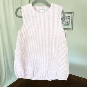 Petit Ami Pink Seersucker Bubble Outfit